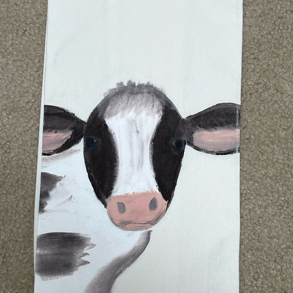 Hand painted Cow Print Tea Towel